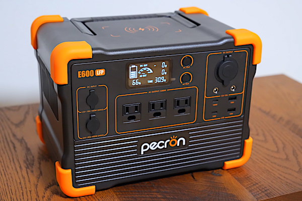 Pecron E600LFP ポータブル電源レビュー。容量614Whで定格出力1200Wは
